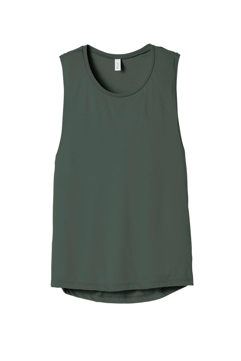 BELLA+CANVAS  Women's Flowy Scoop Muscle Tank - Military Green