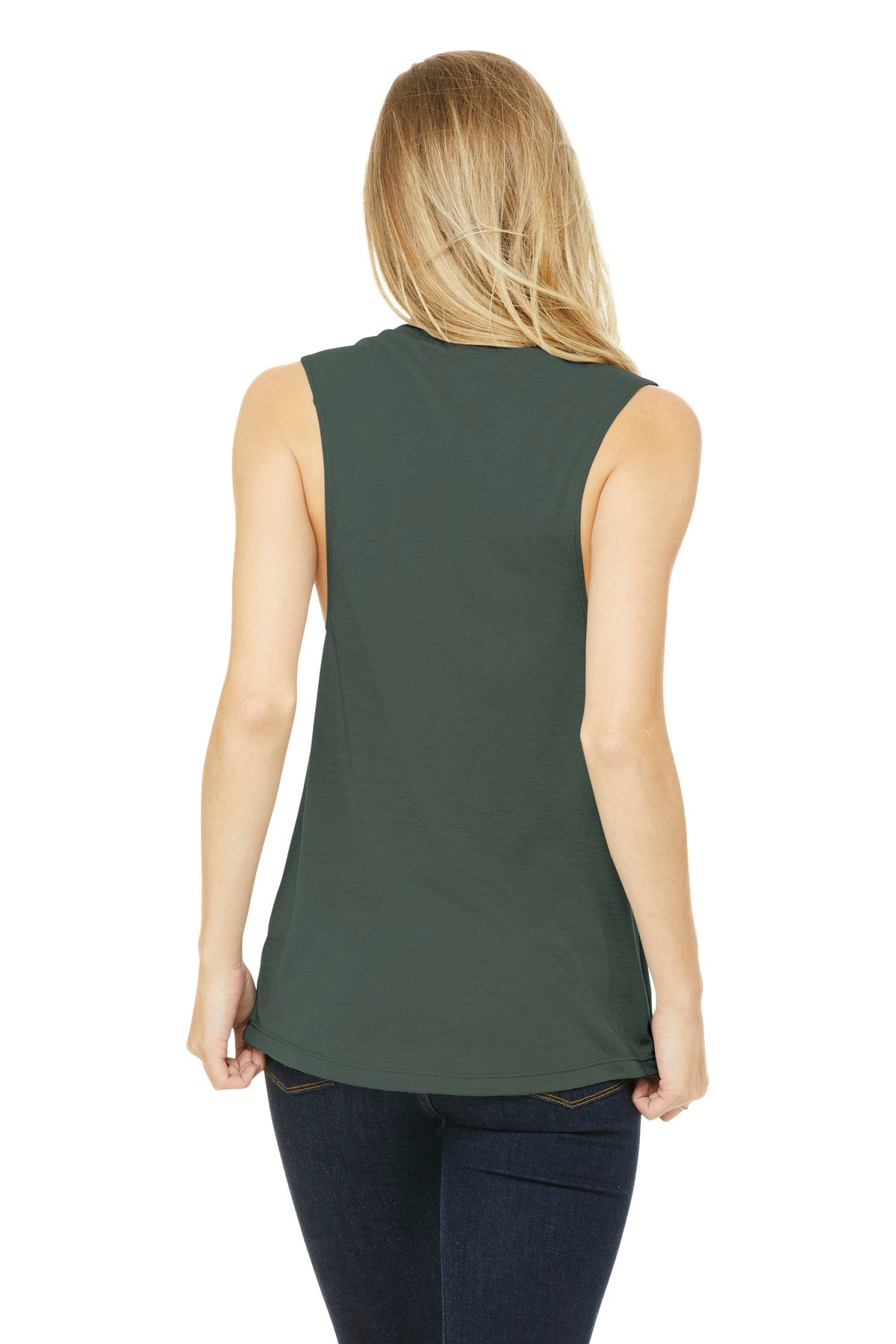 BELLA+CANVAS  Women's Flowy Scoop Muscle Tank - Military Green