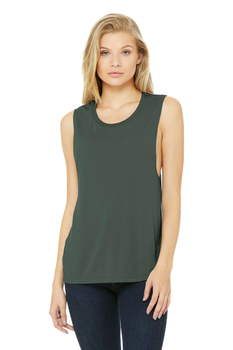 BELLA+CANVAS  Women's Flowy Scoop Muscle Tank - Military Green
