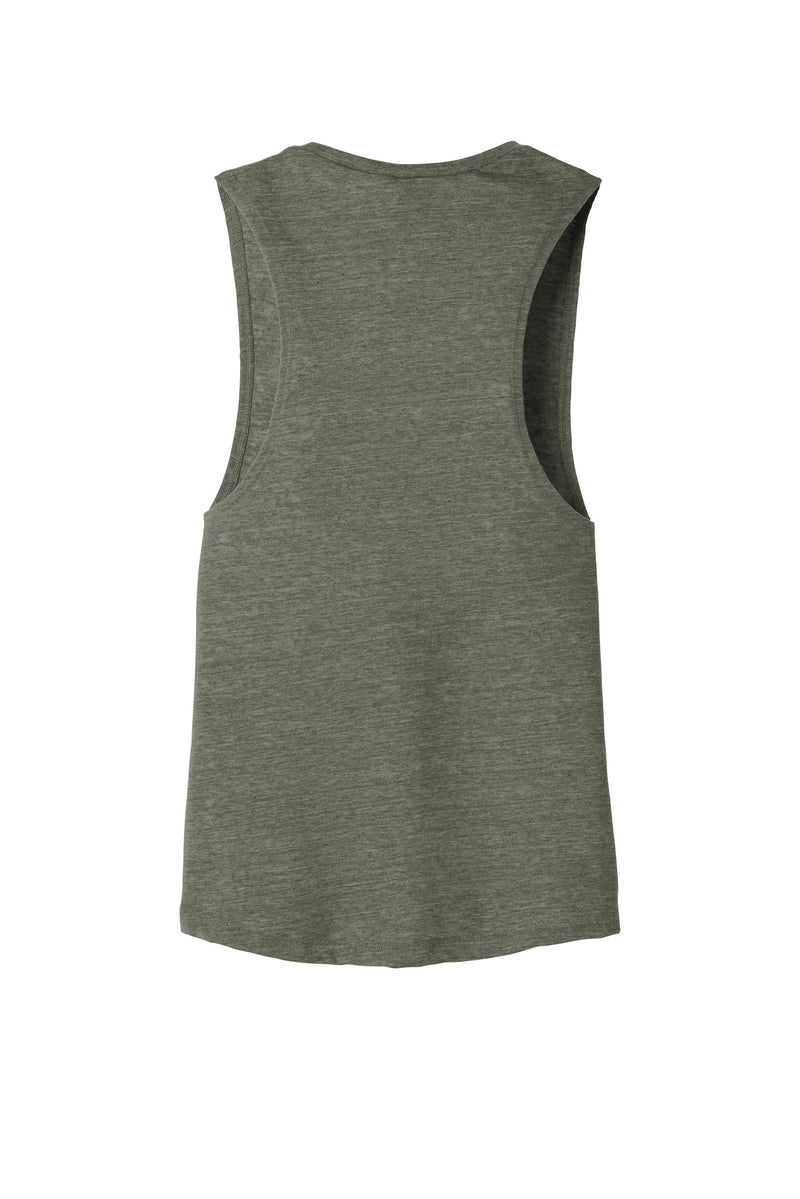 BELLA+CANVAS  Women's Flowy Scoop Muscle Tank - Olive Slub