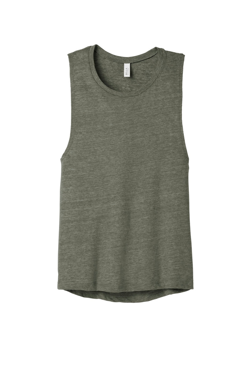 BELLA+CANVAS  Women's Flowy Scoop Muscle Tank - Olive Slub