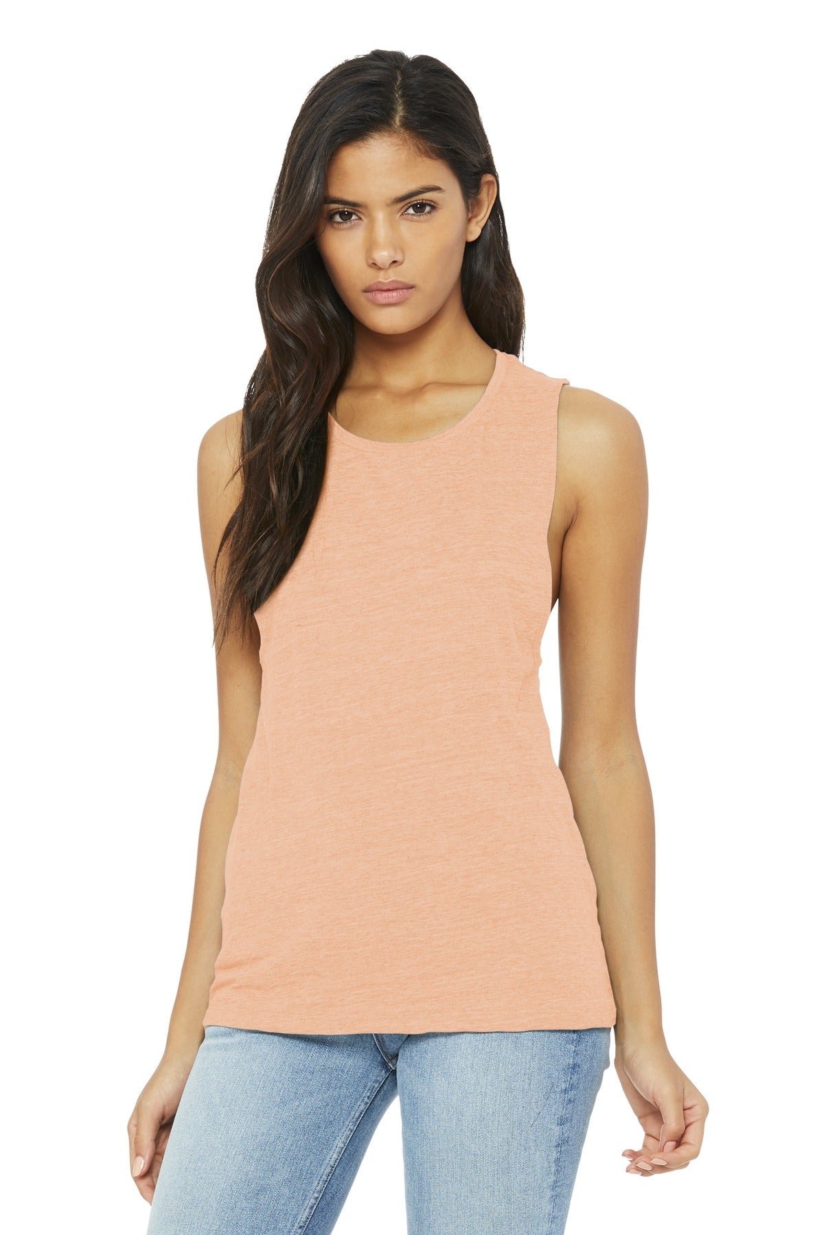 BELLA+CANVAS  Women's Flowy Scoop Muscle Tank - Peach Slub