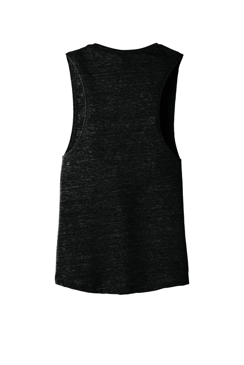 BELLA+CANVAS  Women's Flowy Scoop Muscle Tank - Solid Black Slub