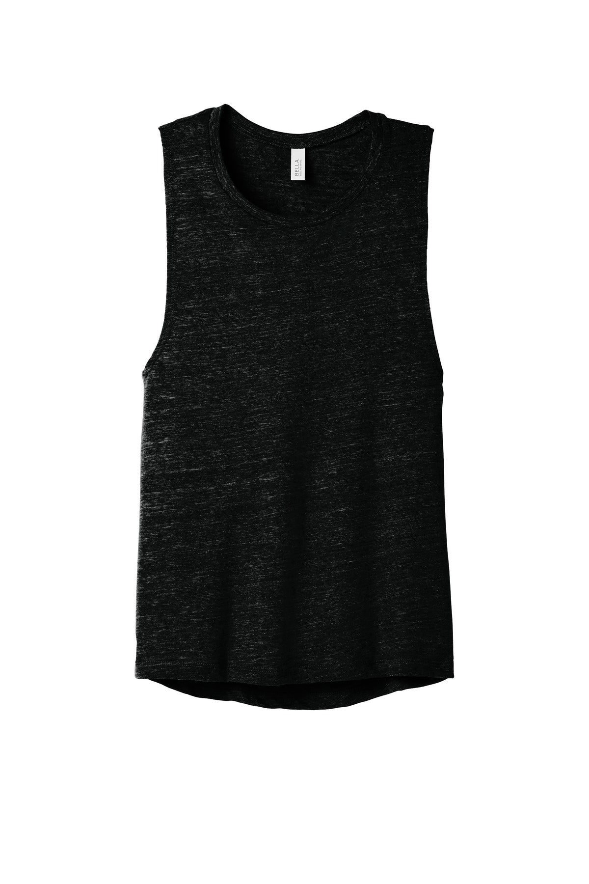 BELLA+CANVAS  Women's Flowy Scoop Muscle Tank - Solid Black Slub