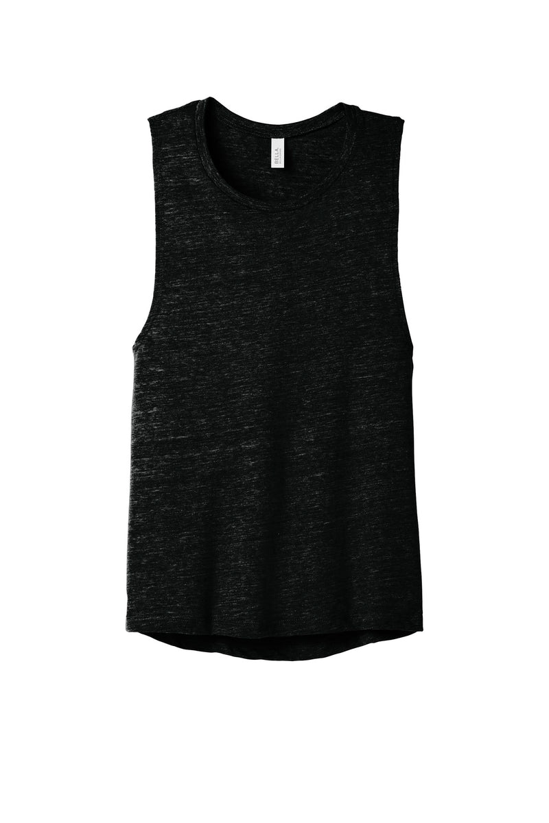 BELLA+CANVAS  Women's Flowy Scoop Muscle Tank - Solid Black Slub
