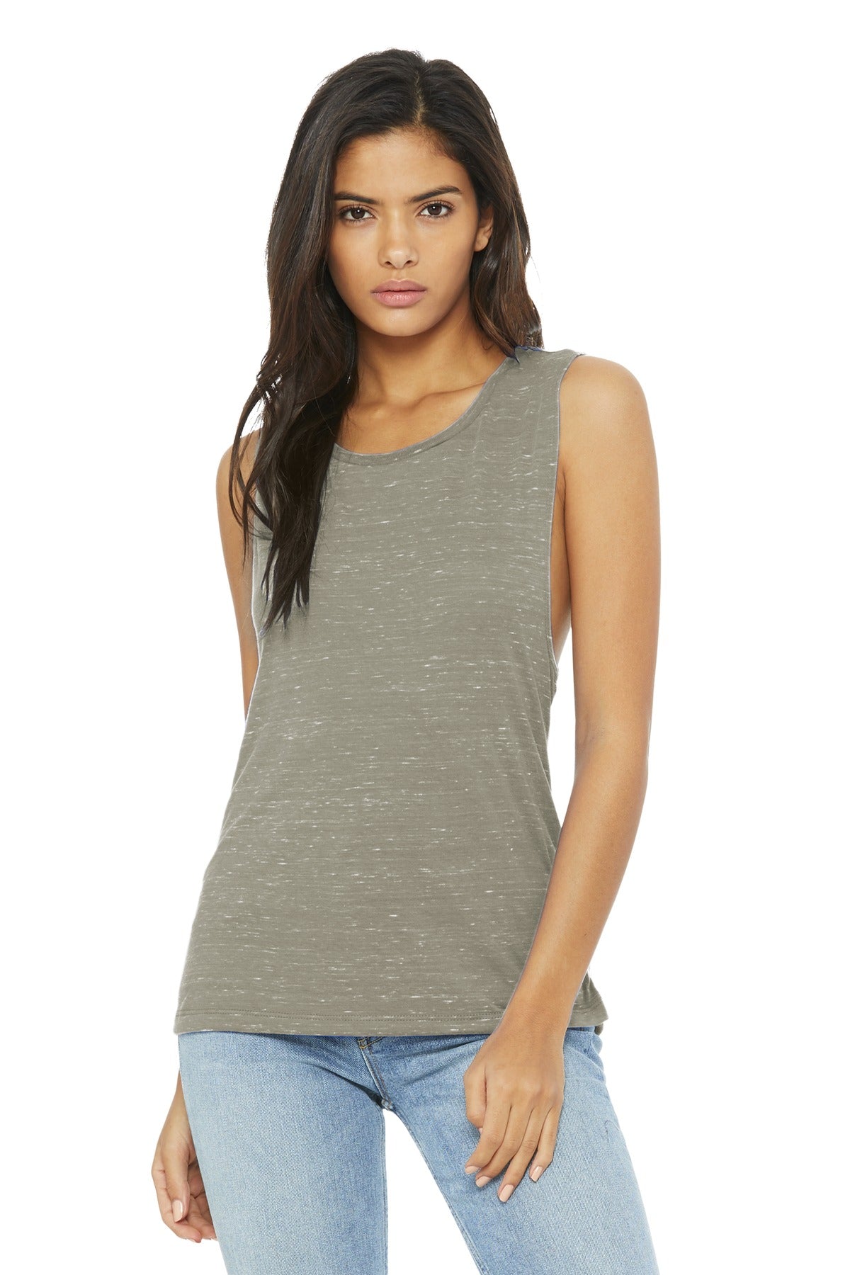 BELLA+CANVAS  Women's Flowy Scoop Muscle Tank - Stone Marble