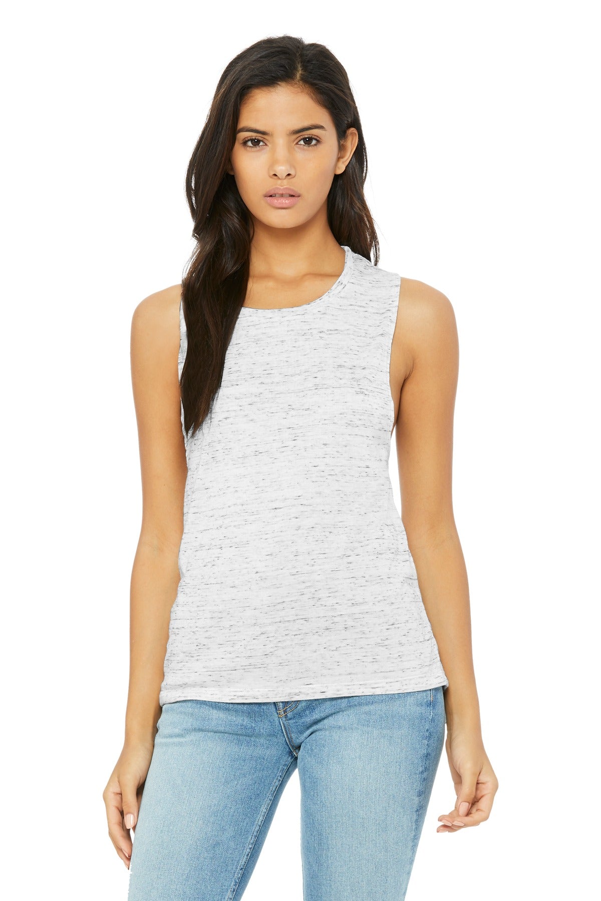BELLA+CANVAS  Women's Flowy Scoop Muscle Tank - White Marble