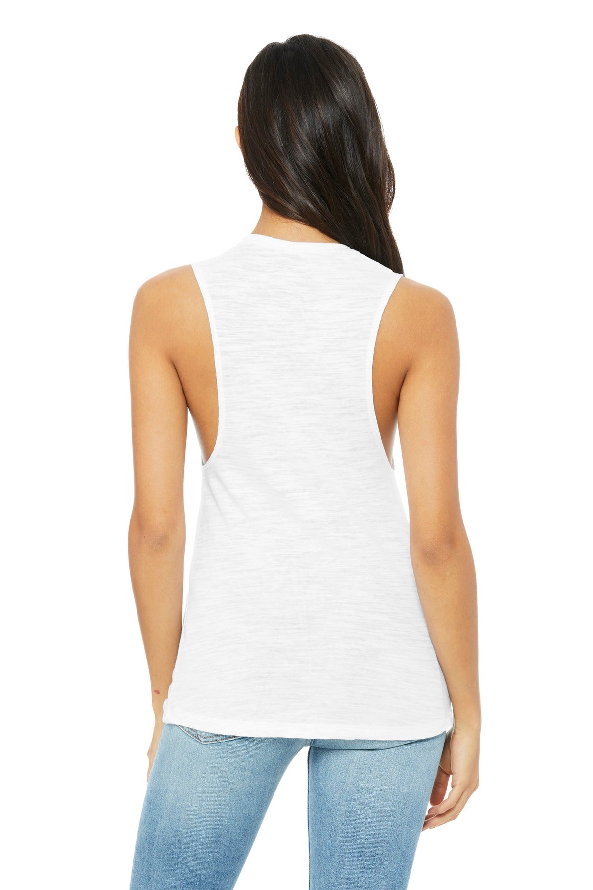 BELLA+CANVAS  Women's Flowy Scoop Muscle Tank - White Slub