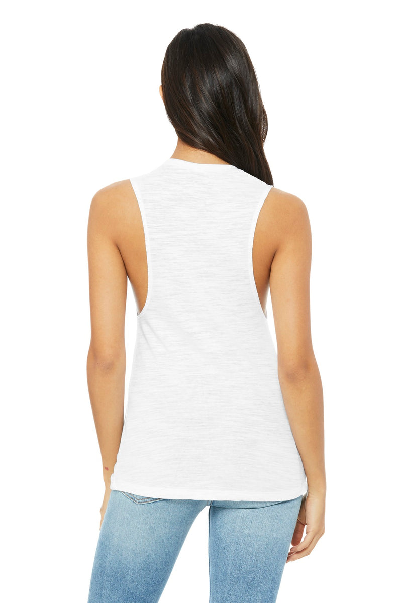 BELLA+CANVAS  Women's Flowy Scoop Muscle Tank - White Slub