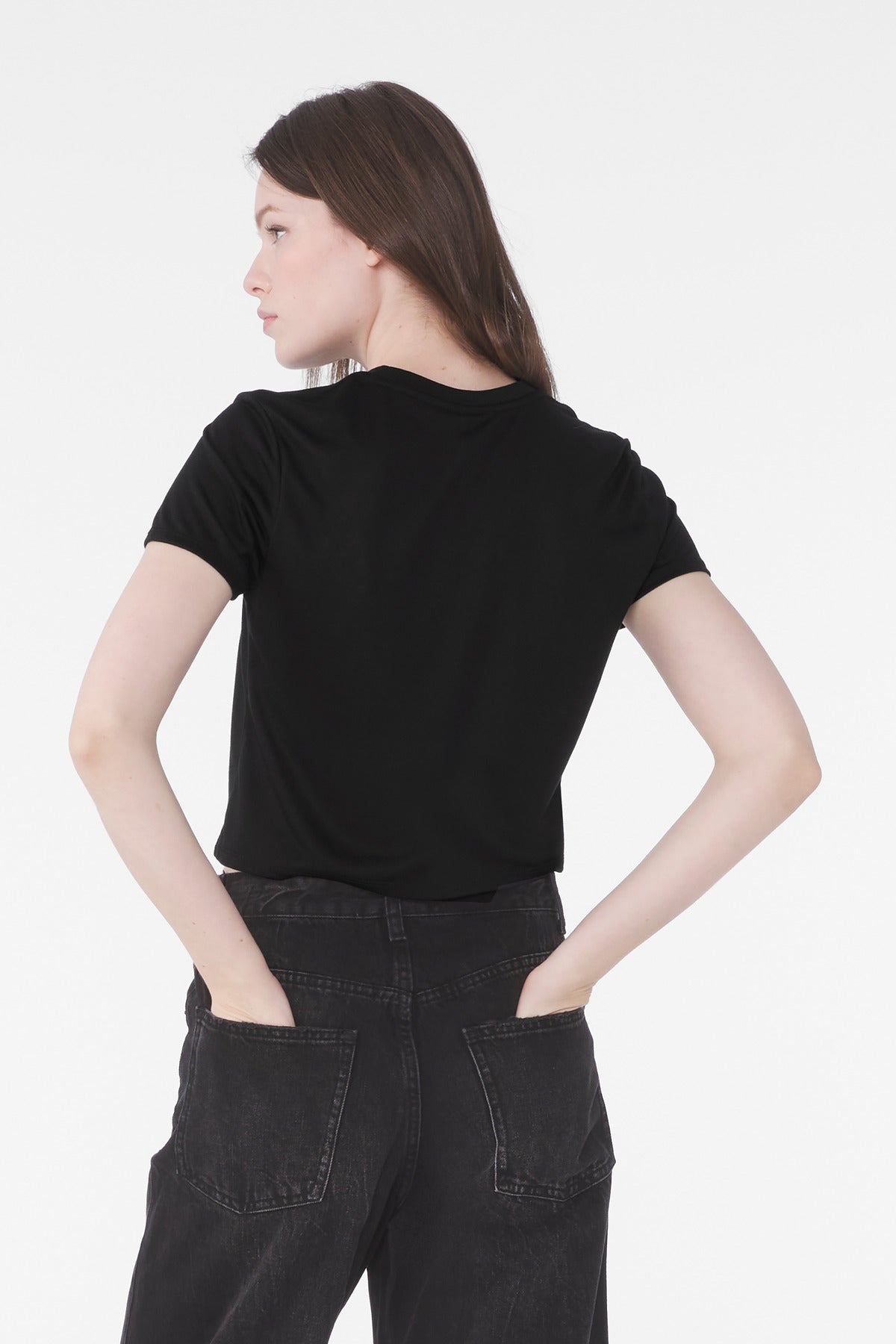 BELLA+CANVAS Women's Flowy Cropped Tee - Black