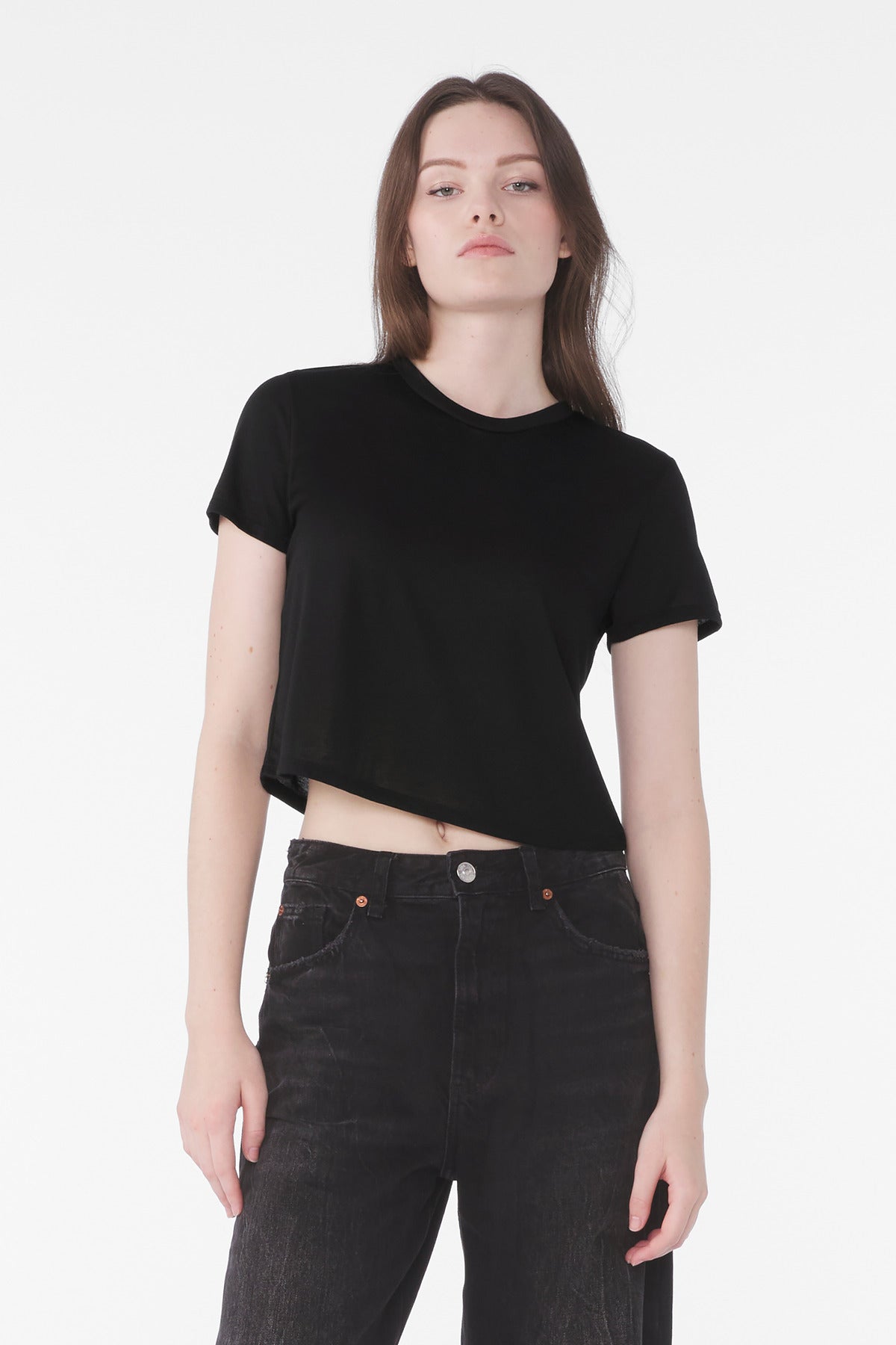BELLA+CANVAS Women's Flowy Cropped Tee - Black