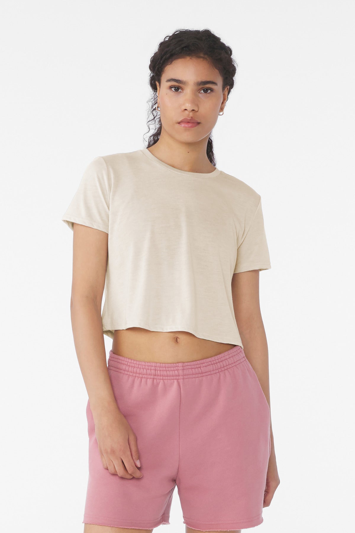 BELLA+CANVAS Women's Flowy Cropped Tee - Heather Dust