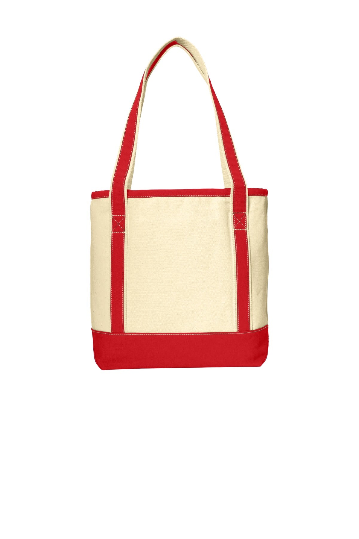 Port Authority Medium Cotton Canvas Tote - Natural/ Red