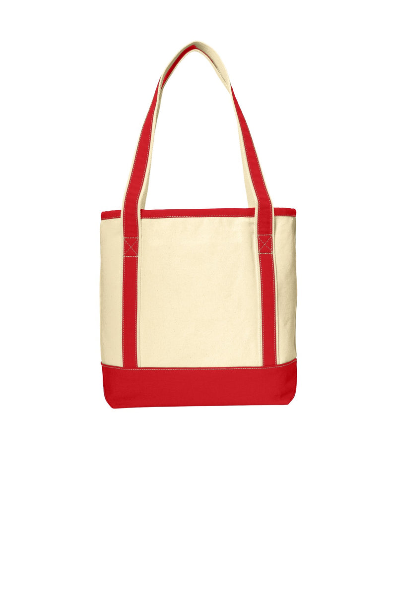 Port Authority Medium Cotton Canvas Tote - Natural/ Red