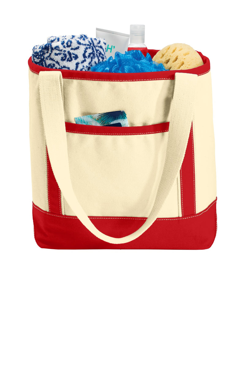 Port Authority Medium Cotton Canvas Tote - Natural/ Red