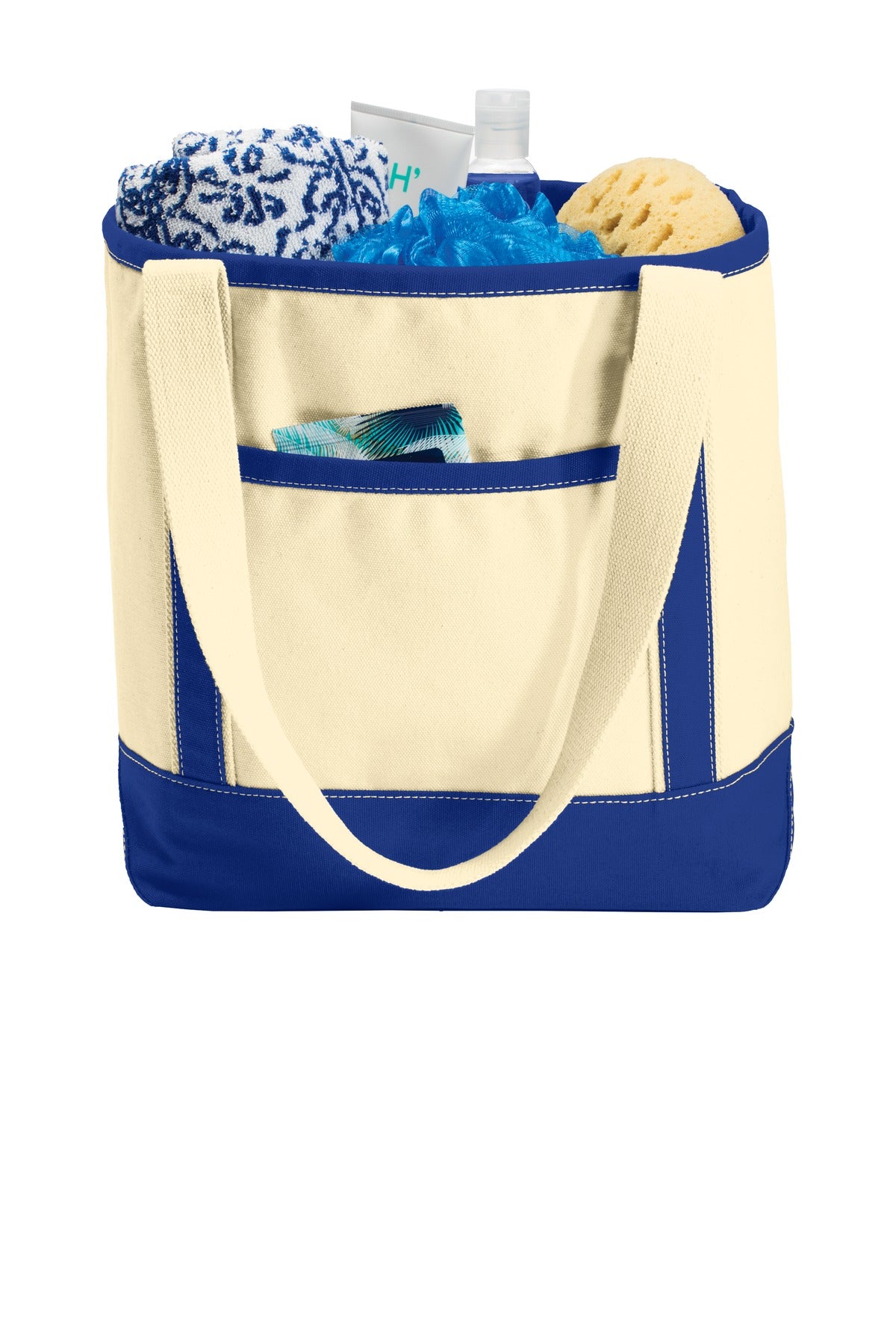 Port Authority Medium Cotton Canvas Tote - Natural/ True Royal