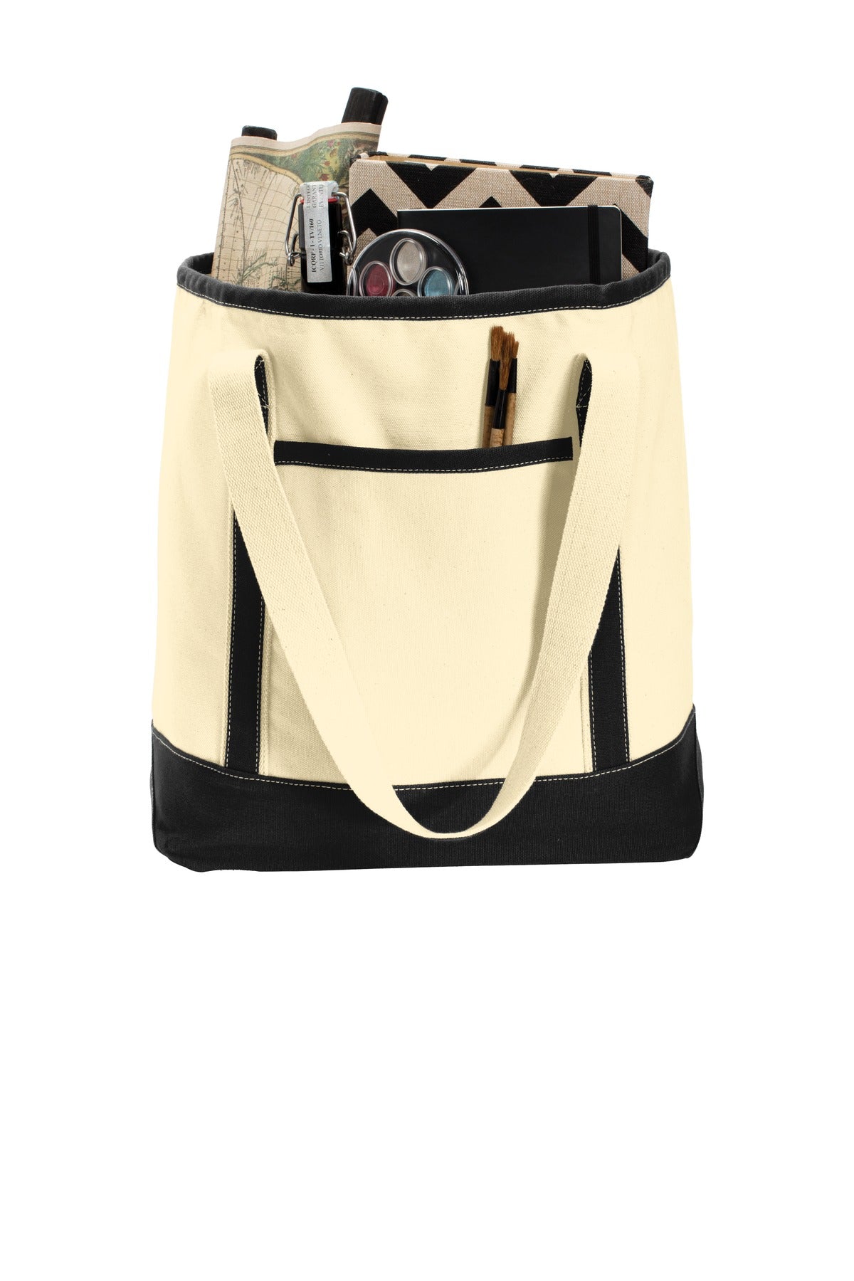 Port Authority Large Cotton Canvas Tote - Natural/ Black
