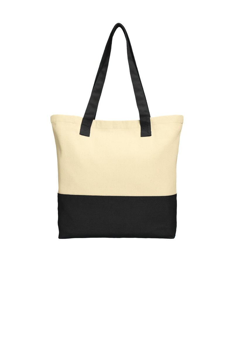 Port Authority Colorblock Cotton Tote - Natural/ Black