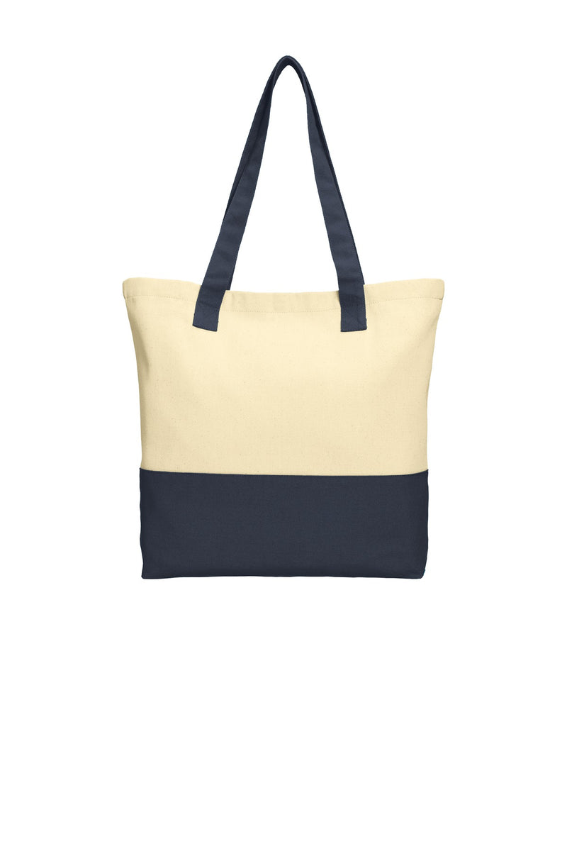 Port Authority Colorblock Cotton Tote - Natural/ Navy