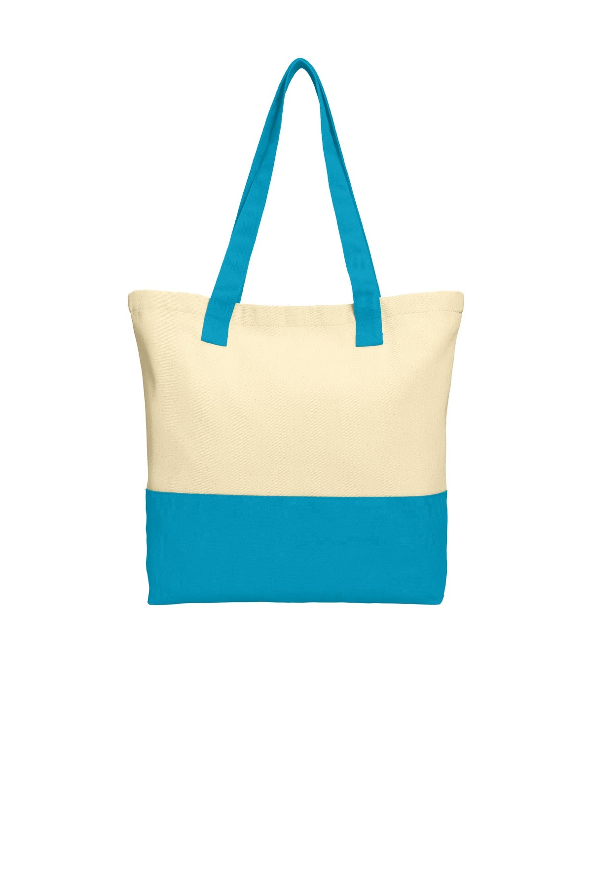Port Authority Colorblock Cotton Tote - Natural/ Turquoise