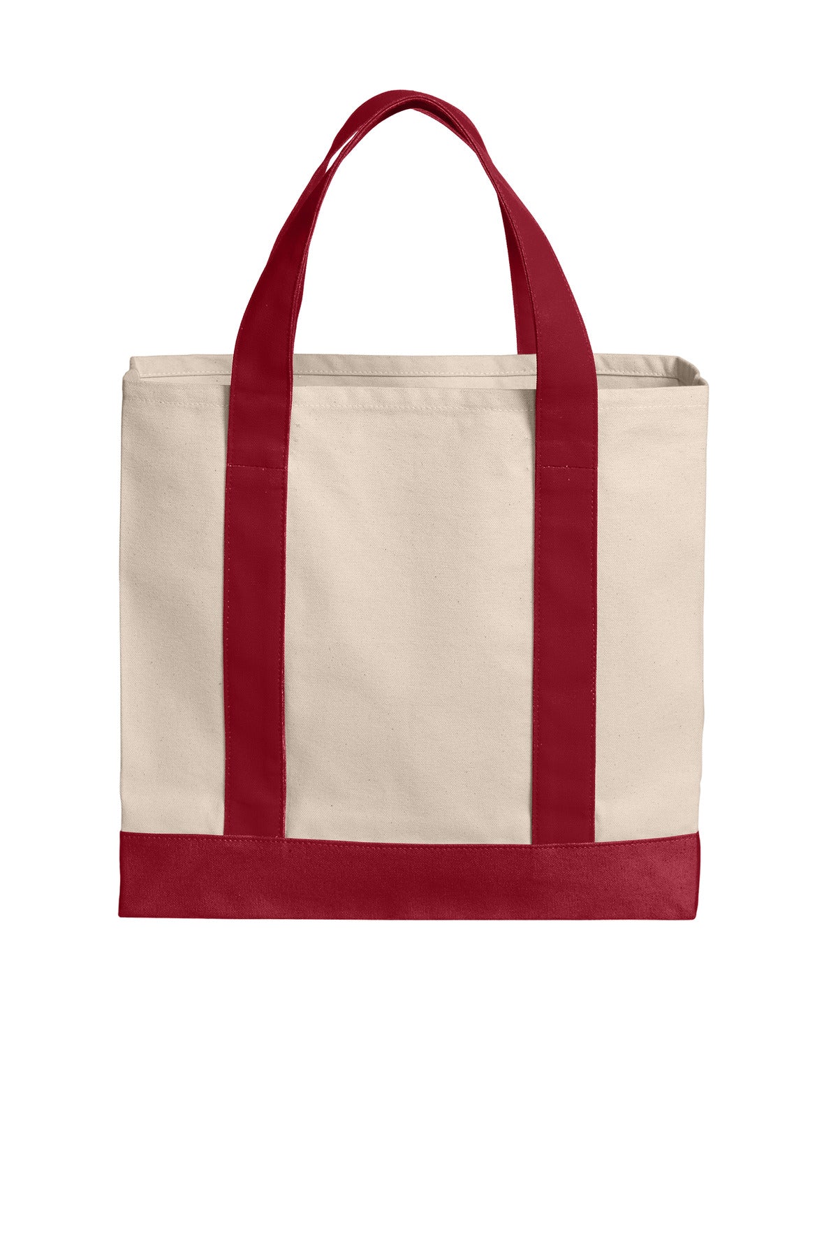 Port Authority Cotton Canvas Two-Tone Tote - Natural/ Deep Red