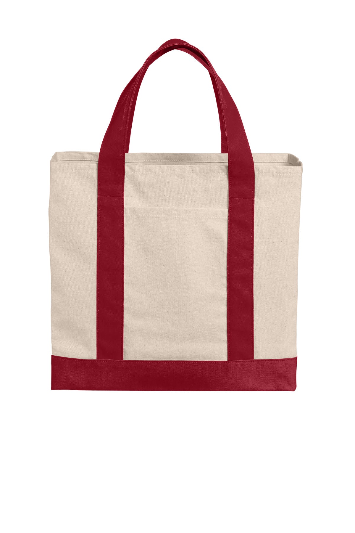 Port Authority Cotton Canvas Two-Tone Tote - Natural/ Deep Red