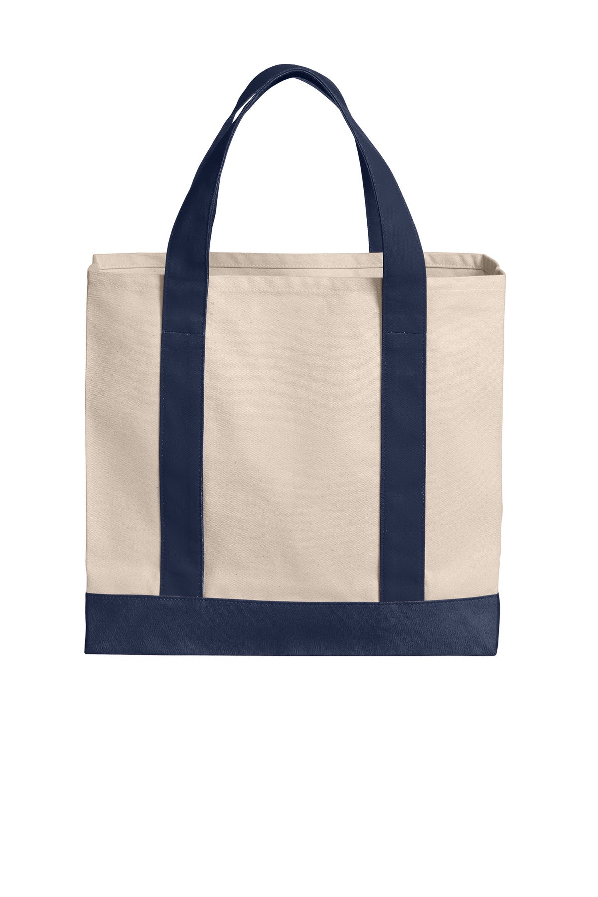 Port Authority Cotton Canvas Two-Tone Tote - Natural/ River Blue Navy