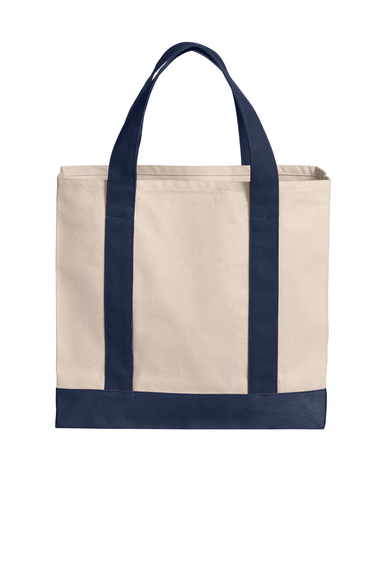 Port Authority Cotton Canvas Two-Tone Tote - Natural/ River Blue Navy