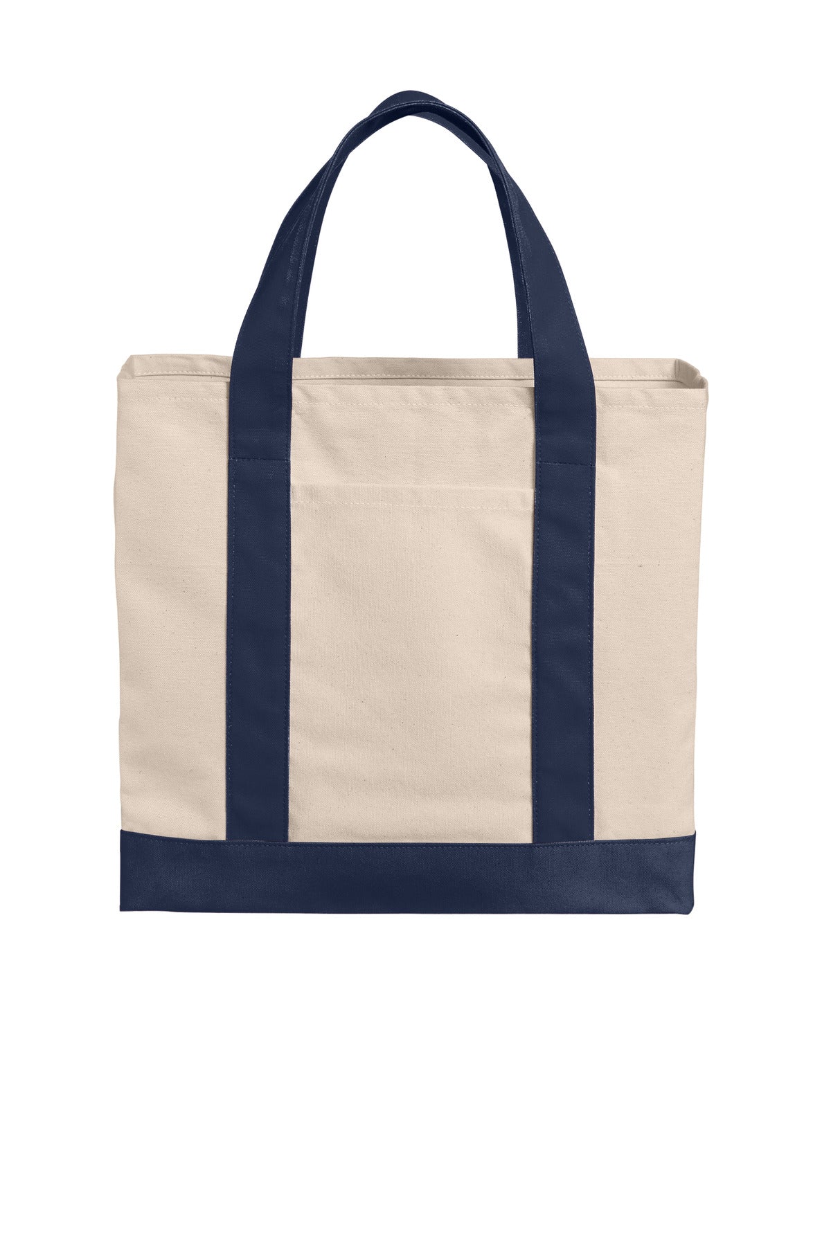 Port Authority Cotton Canvas Two-Tone Tote - Natural/ River Blue Navy