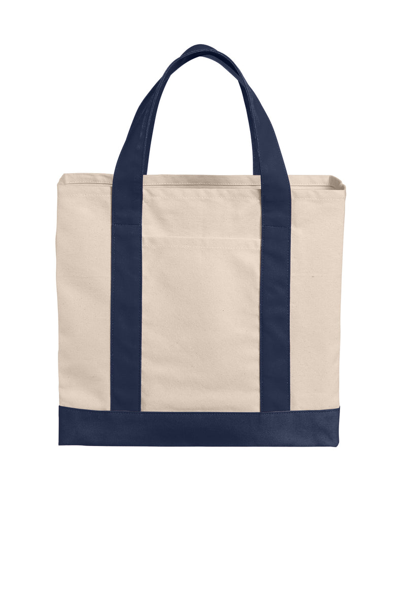 Port Authority Cotton Canvas Two-Tone Tote - Natural/ River Blue Navy