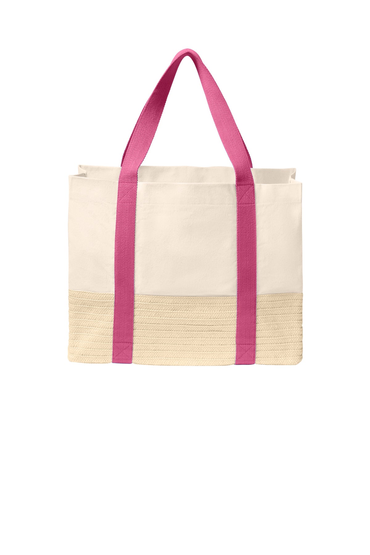 Port Authority Straw Market Tote - Awareness Pink