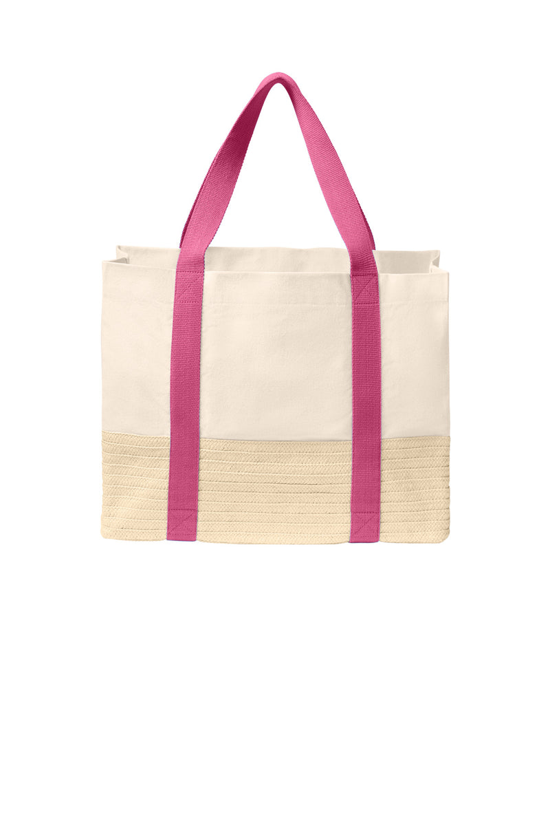 Port Authority Straw Market Tote - Awareness Pink
