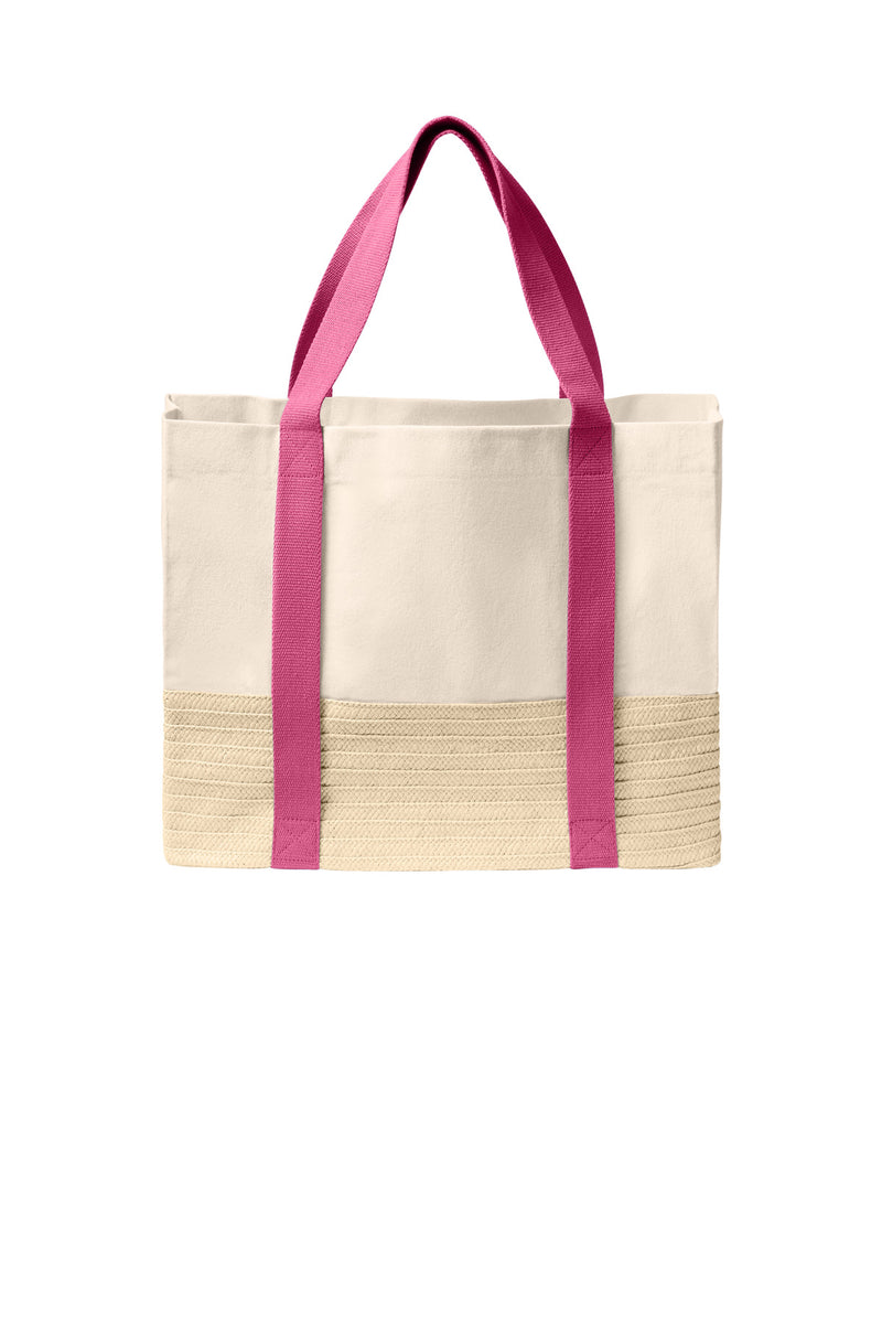Port Authority Straw Market Tote - Awareness Pink