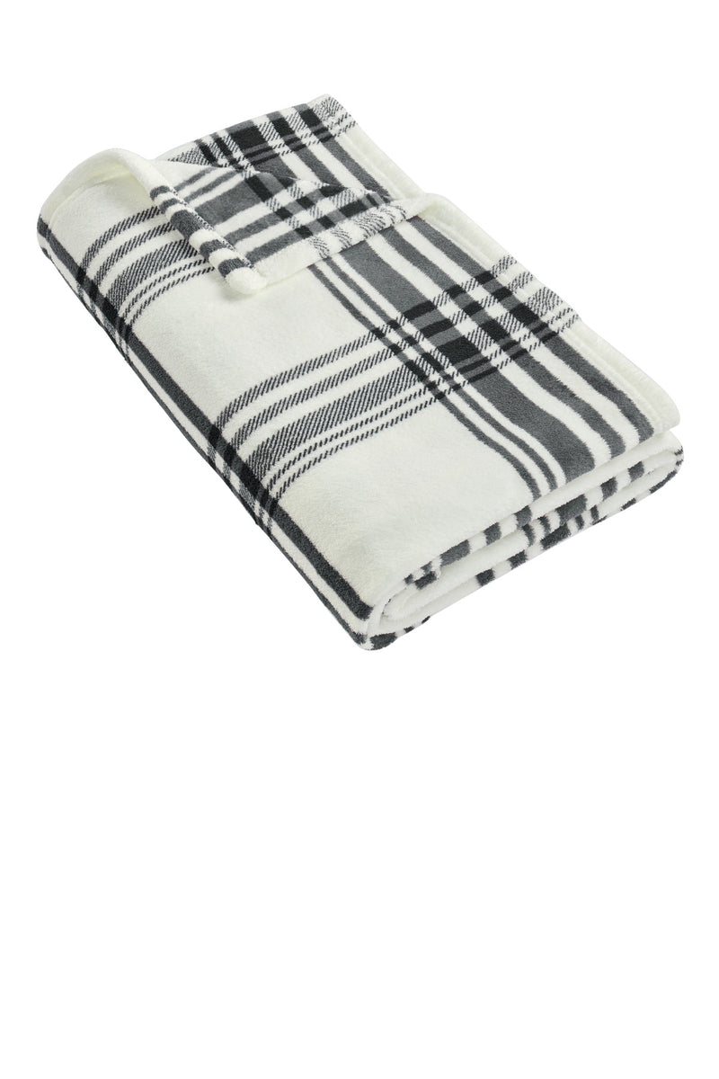 Port Authority   Ultra Plush Blanket - Black/ White Plaid
