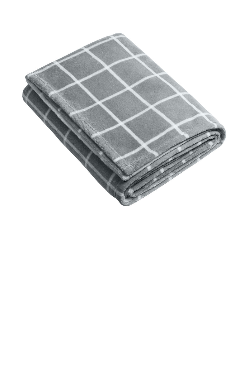 Port Authority   Ultra Plush Blanket - Gusty Grey/ Marshmallow Check