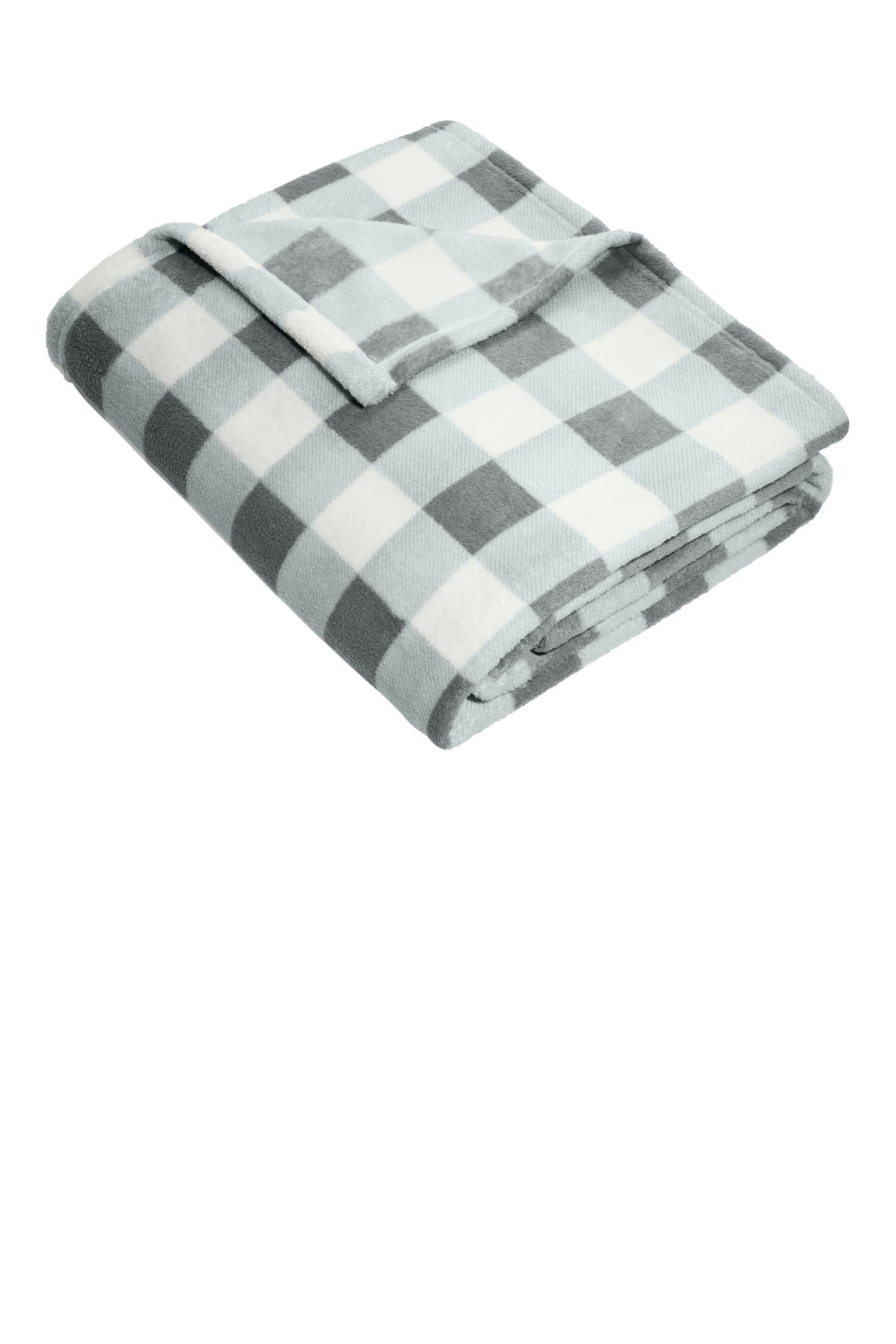 Port Authority   Ultra Plush Blanket - Marshmallow/ Monument Grey Check