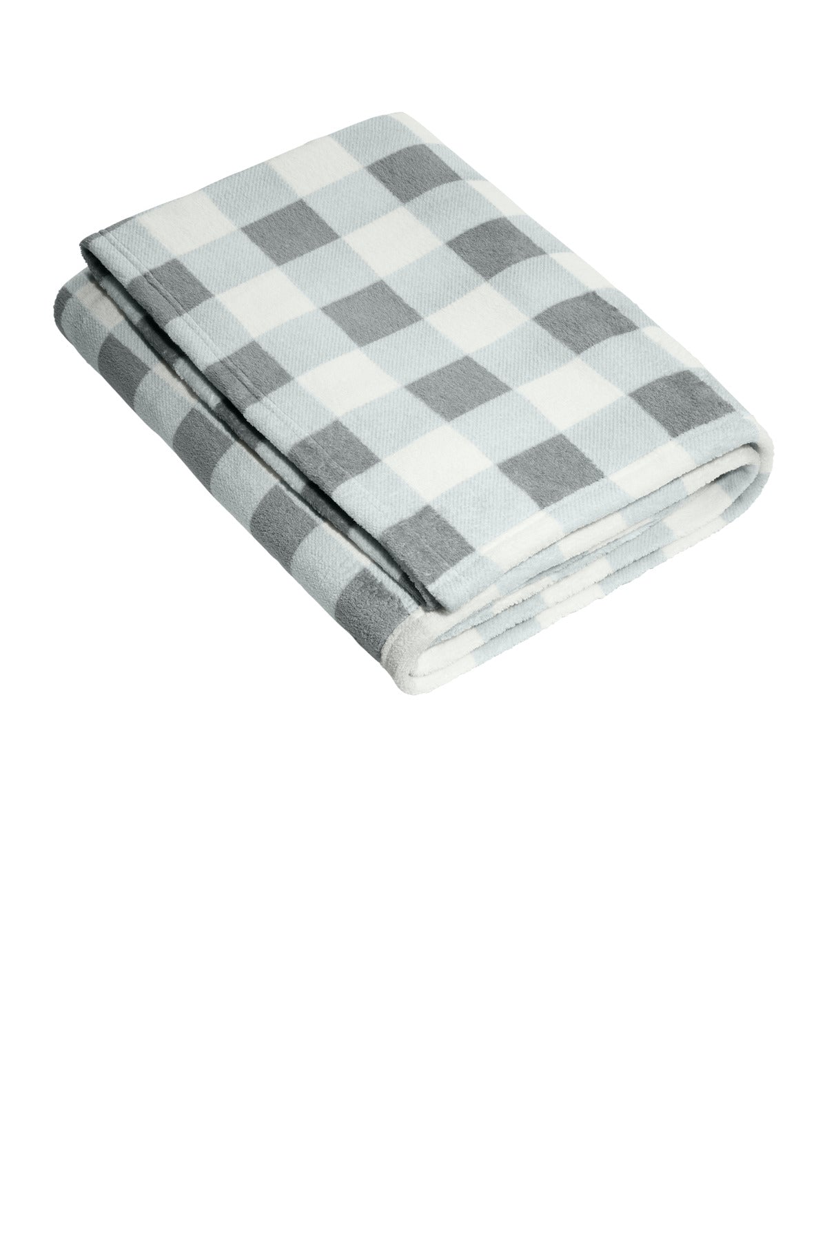 Port Authority   Ultra Plush Blanket - Marshmallow/ Monument Grey Check