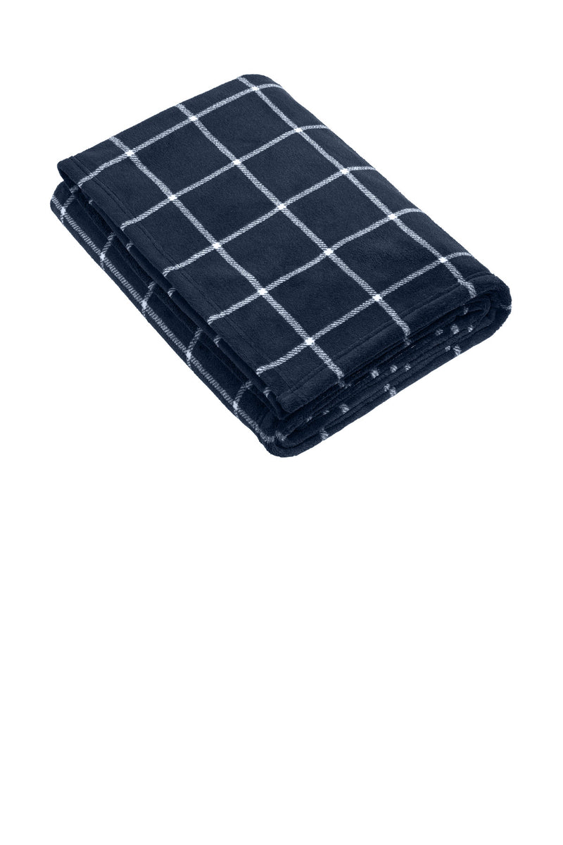 Port Authority   Ultra Plush Blanket - River Blue Navy/ Marshmallow Check