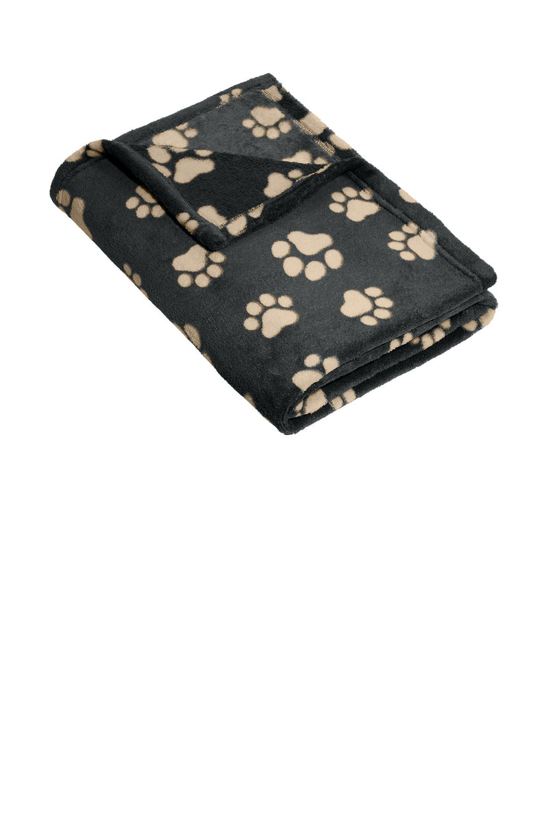 Port Authority Small Ultra Plush Blanket - Graphite/ Biscuit Paws