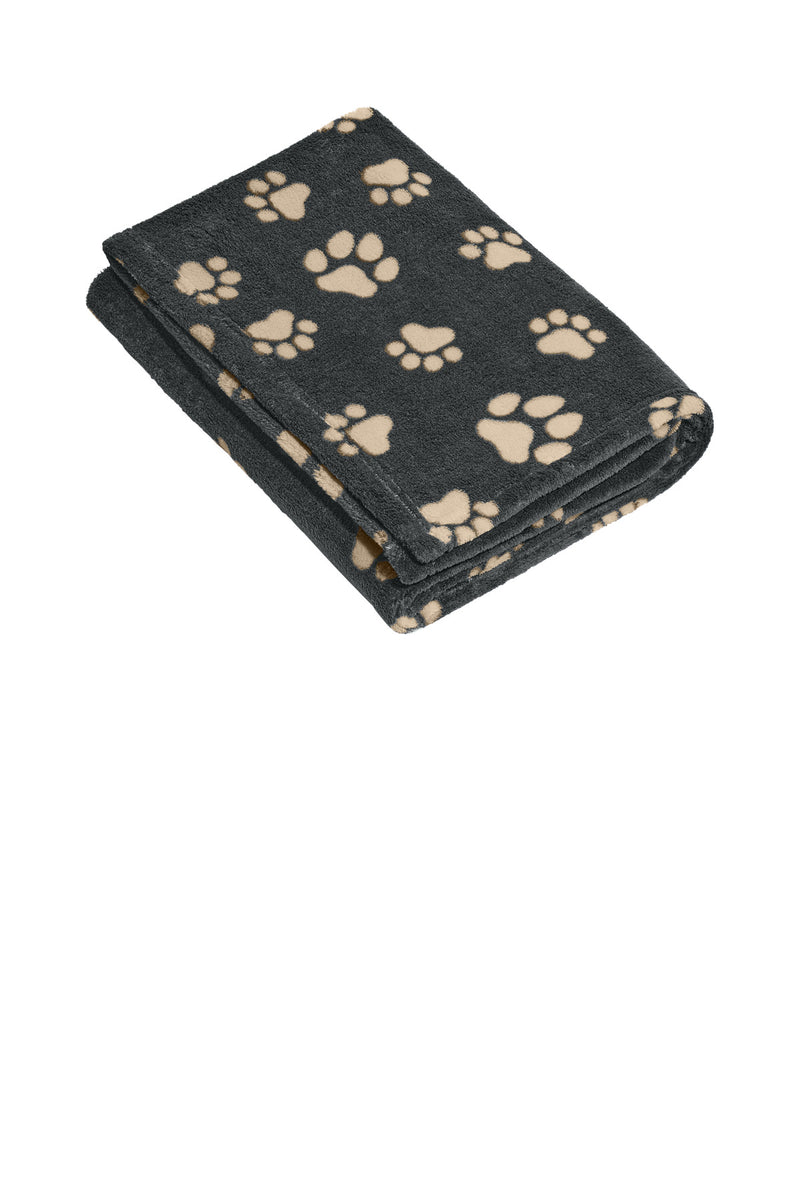 Port Authority Small Ultra Plush Blanket - Graphite/ Biscuit Paws