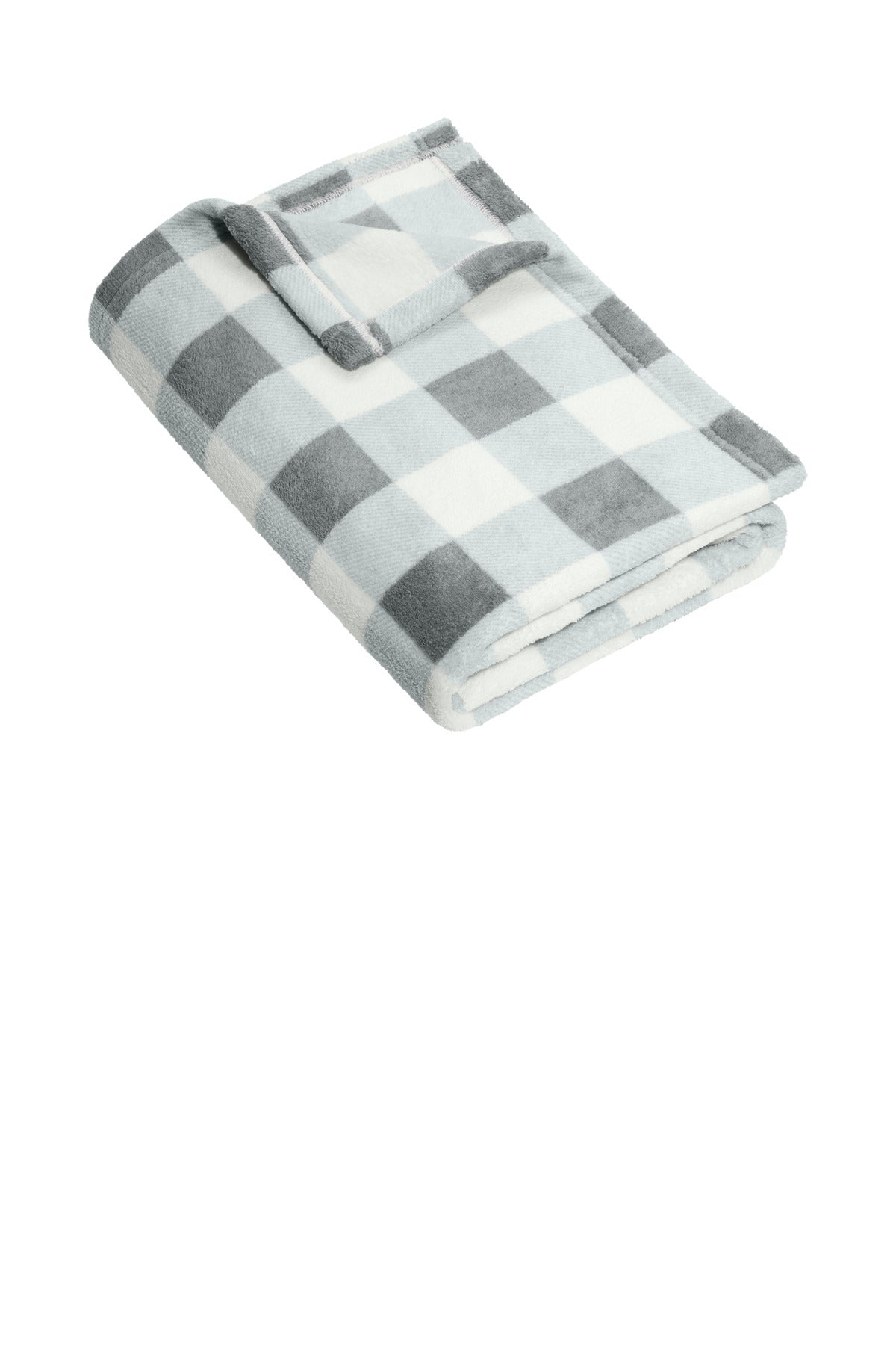 Port Authority Small Ultra Plush Blanket - Marshmallow/ Monument Grey Check