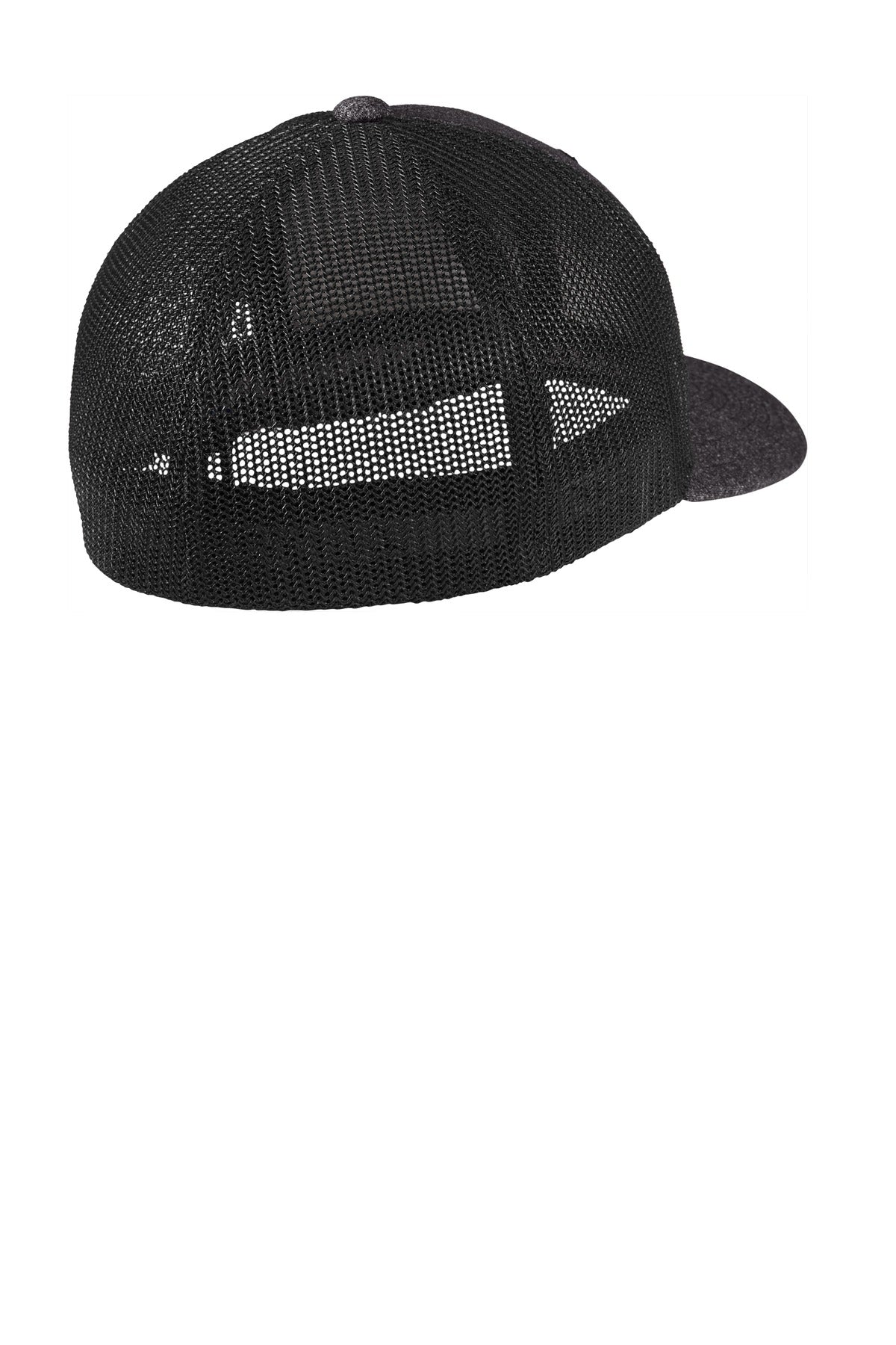 Port Authority  Flexfit  Melange Mesh Back Trucker Cap - Black/ Dark Charcoal Heather