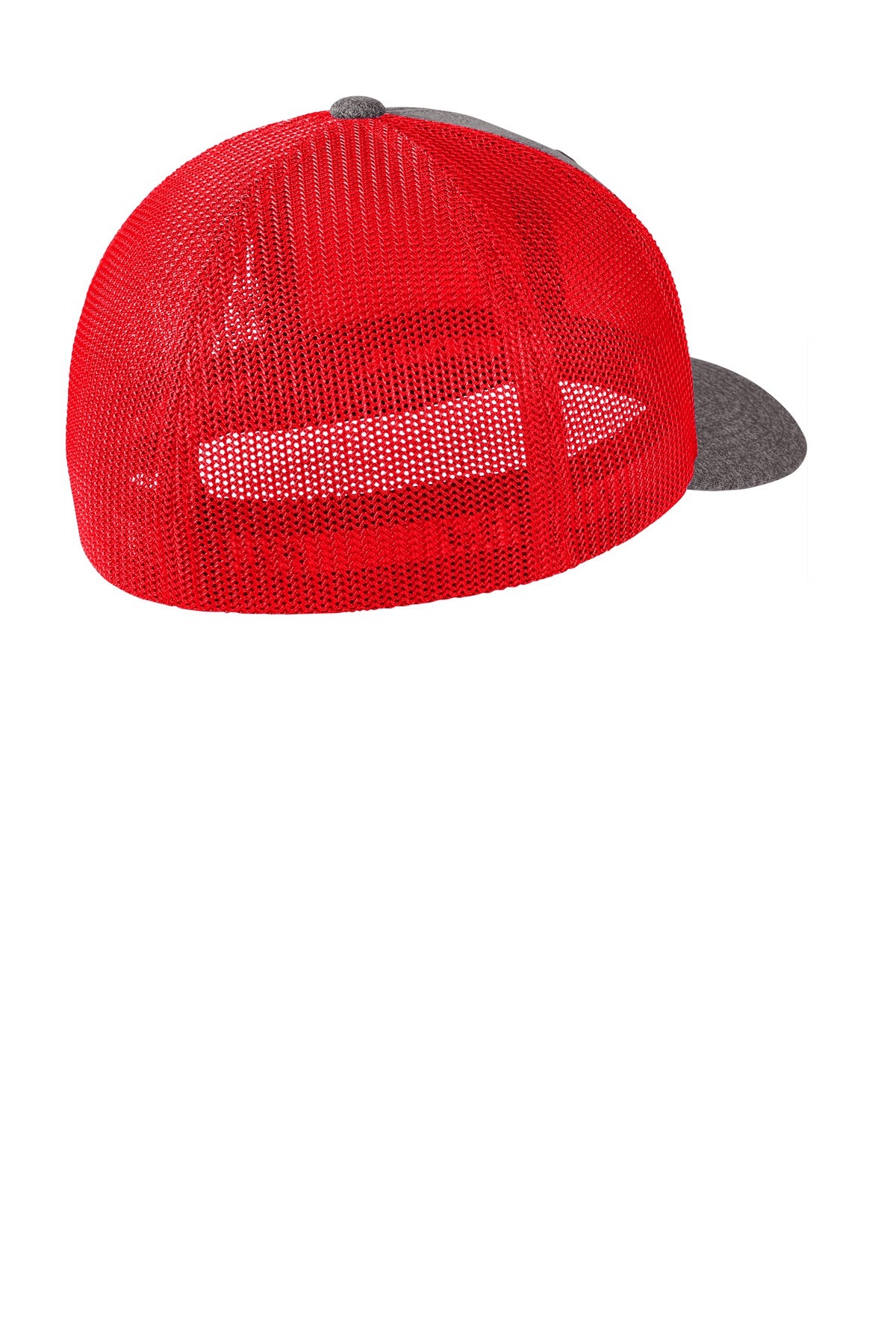 Port Authority  Flexfit  Melange Mesh Back Trucker Cap - True Red/ Grey Heather