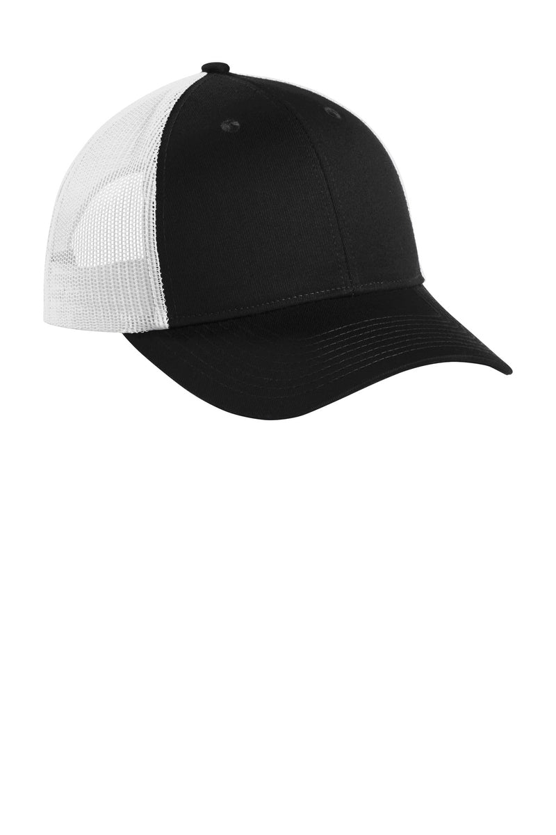 Port Authority  Low-Profile Snapback Trucker Cap - Black/ White
