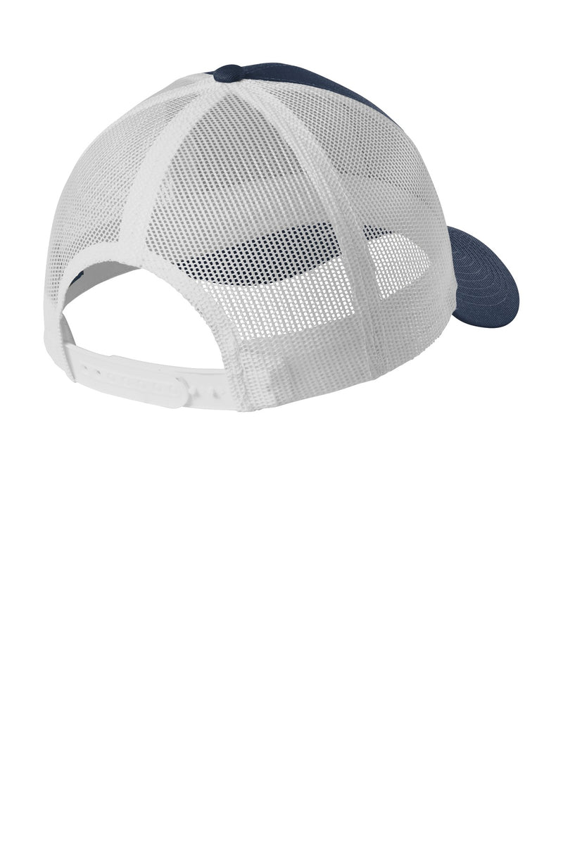 Port Authority  Low-Profile Snapback Trucker Cap - Dress Blue Navy Heather/ Silver Mist