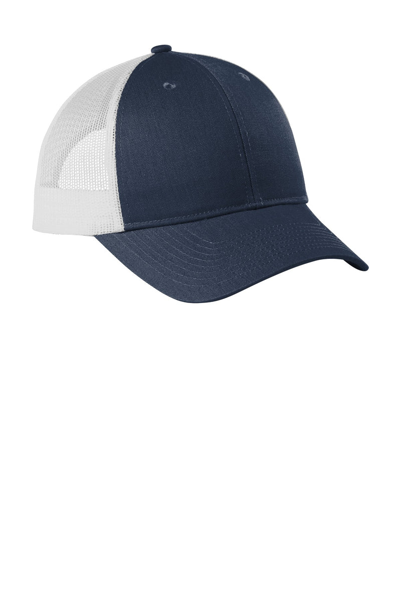 Port Authority  Low-Profile Snapback Trucker Cap - Dress Blue Navy Heather/ Silver Mist