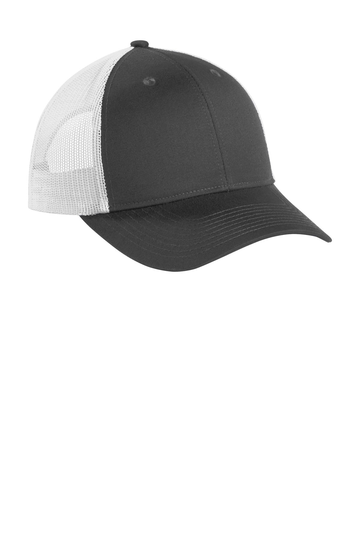 Port Authority  Low-Profile Snapback Trucker Cap - Grey Steel/ White