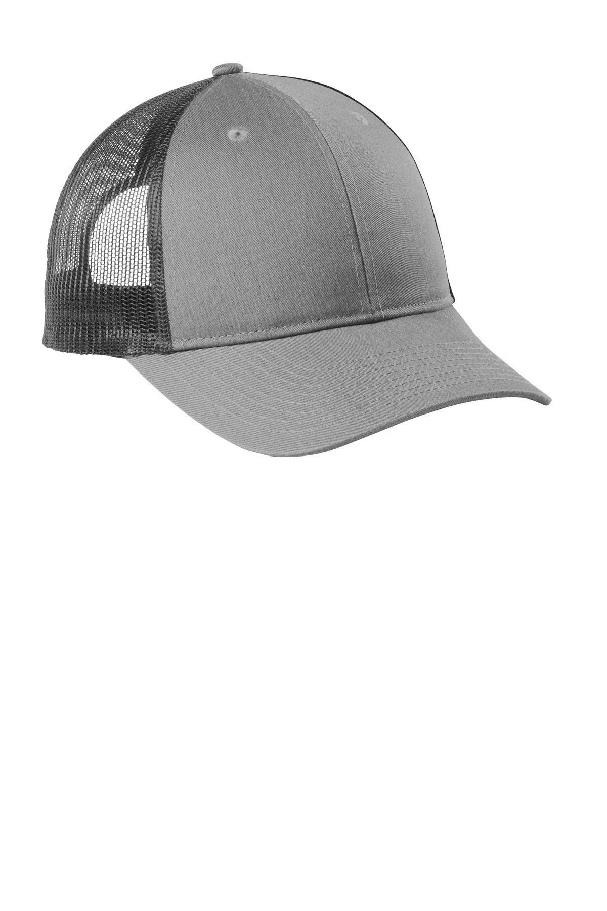 Port Authority  Low-Profile Snapback Trucker Cap - Heather Grey/ Grey Steel