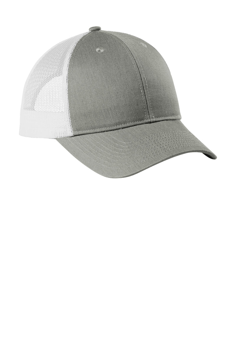 Port Authority  Low-Profile Snapback Trucker Cap - Heather Grey/ White