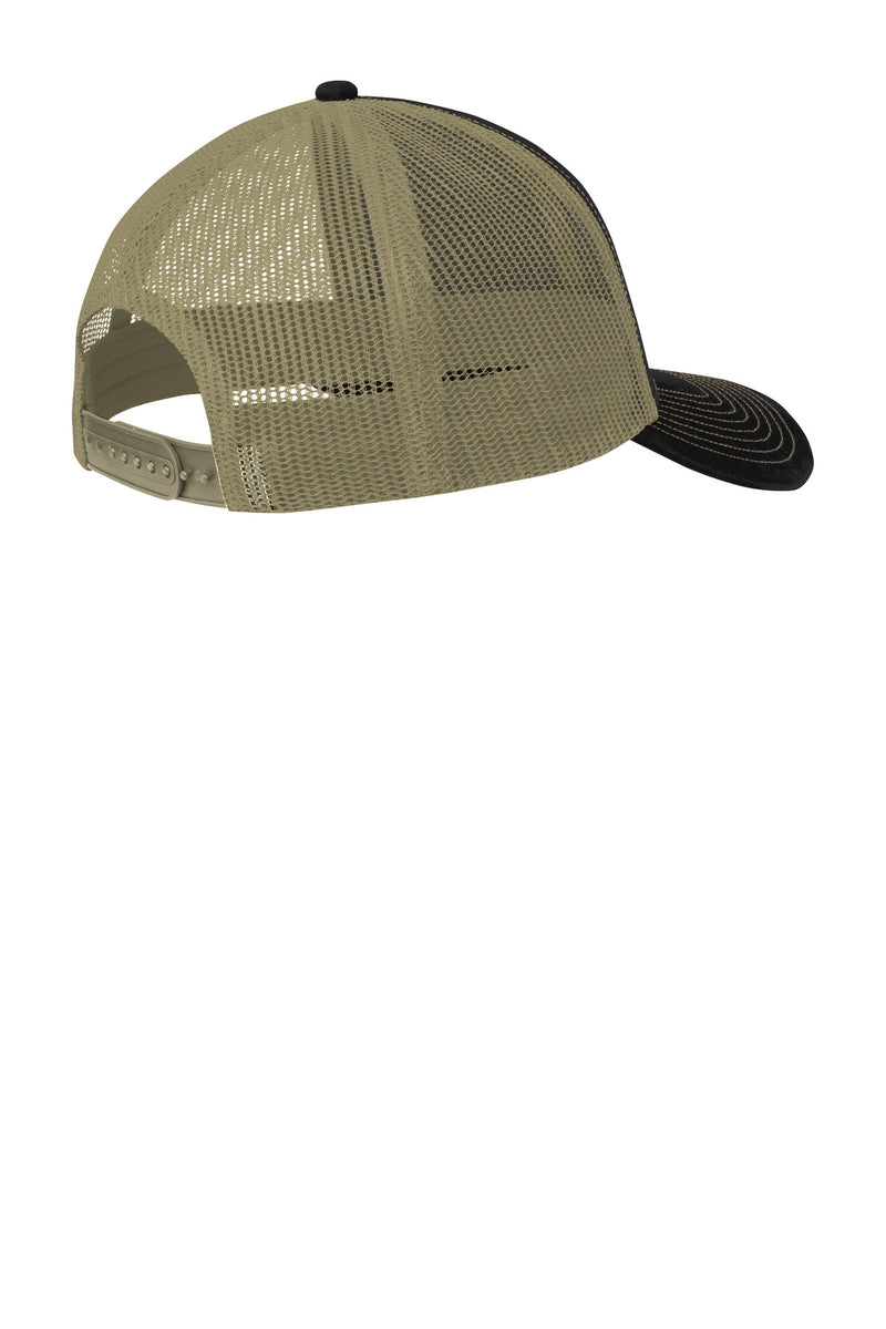 Port Authority Snapback Trucker Cap - Black/ Tan